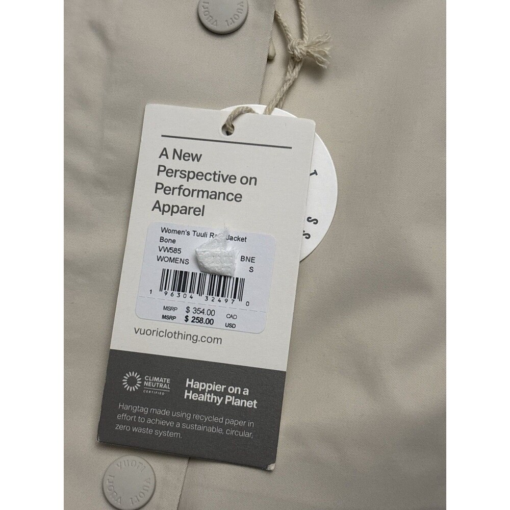 Vuori Women's Tuuli Rain Jacket Bone/White SIZE Small New $258 - Picture 5 of 6
